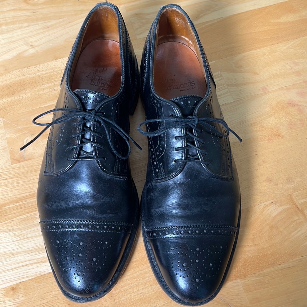 Allen Edmonds Strand Cap-Toe Oxford Black Leather Shoes Men’s size 10.5